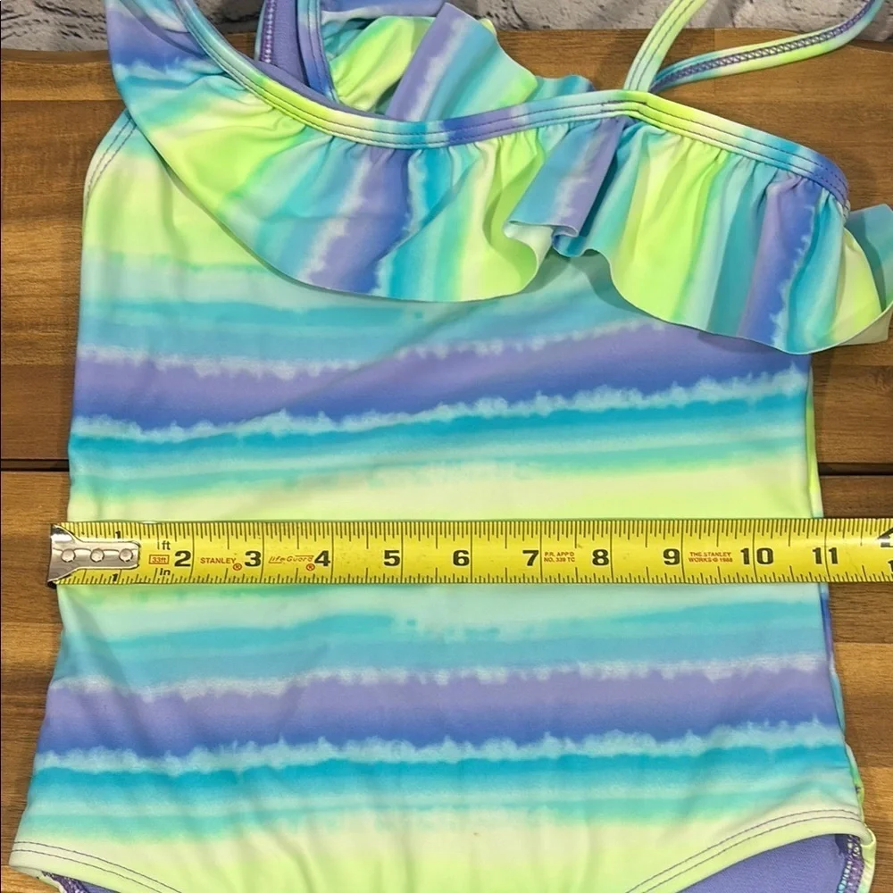Kids Swim One Piece - Blue and Green Striped
